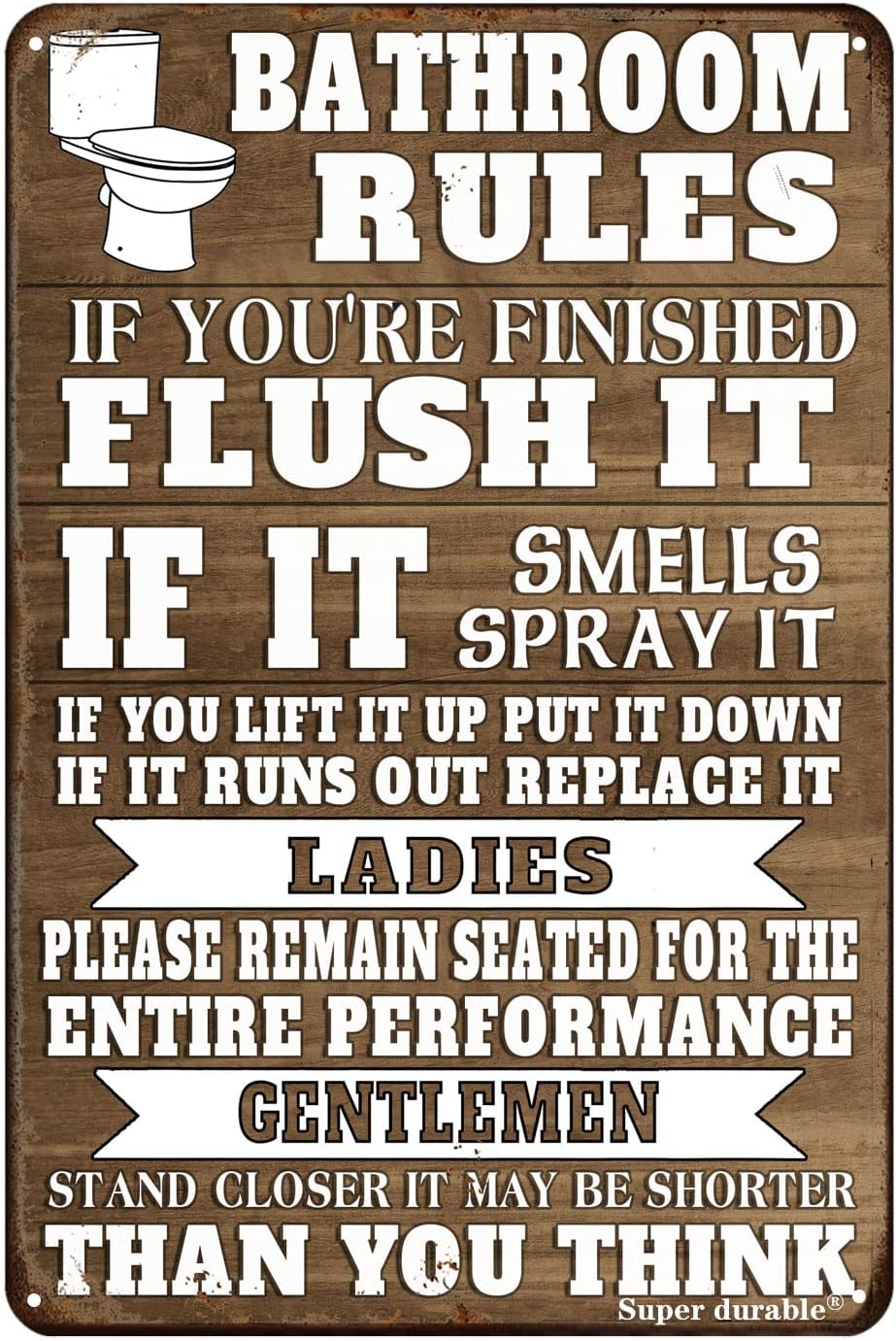 Home Bathroom Signs - Grappige badkamerrules metalen blikken bord wanddecoratie