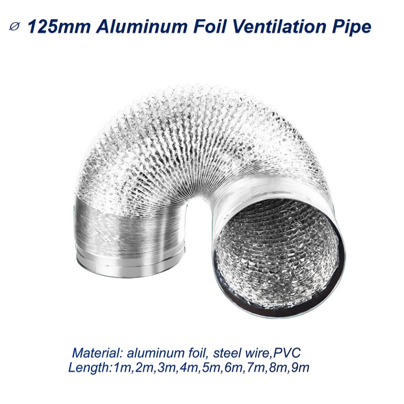 Home Bathroom Ventilation - 125Mm Aluminiumfolie Ventilatiepijp Schaalbare Rookbuis Voor