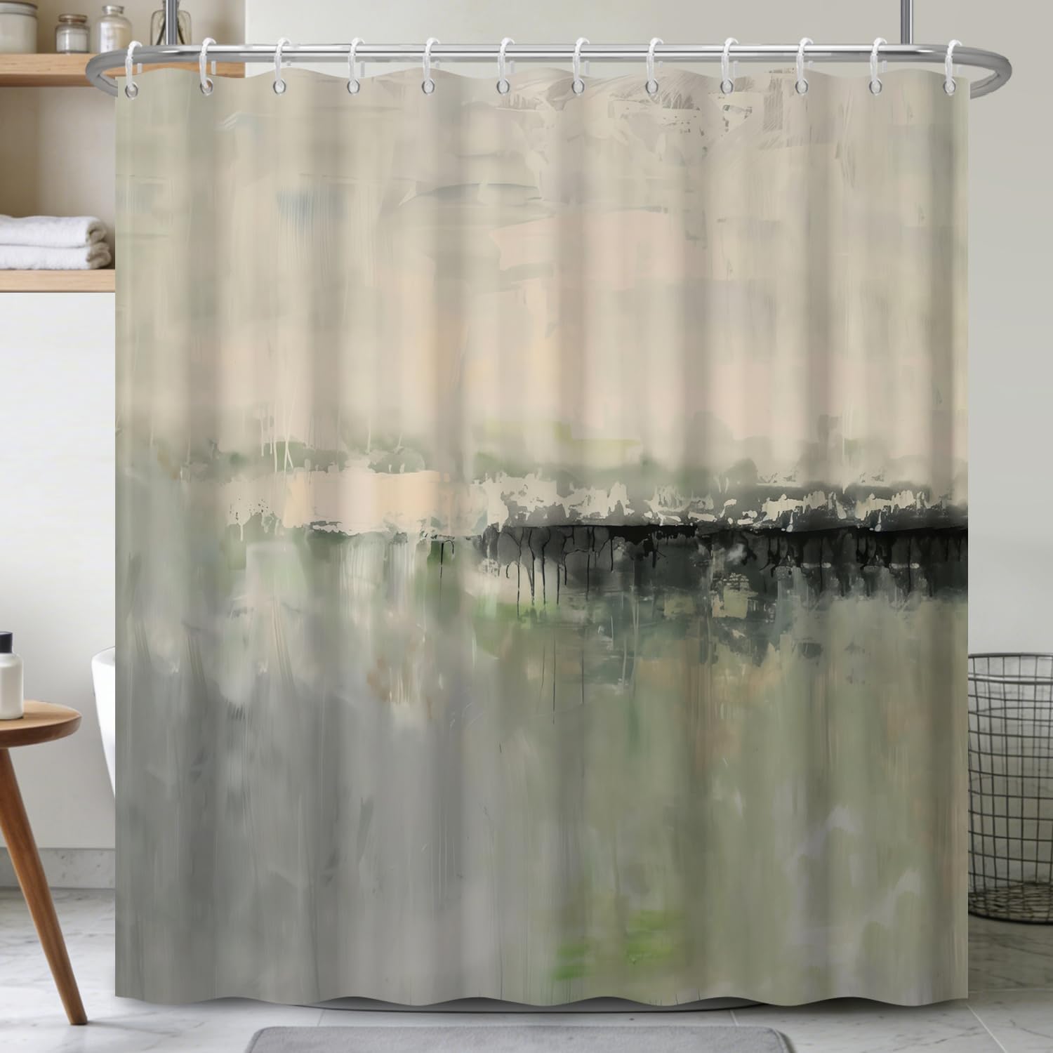 Home Bathroom Spa Ideas - Waterdicht abstract aquarel douchegordijn moderne badkamer