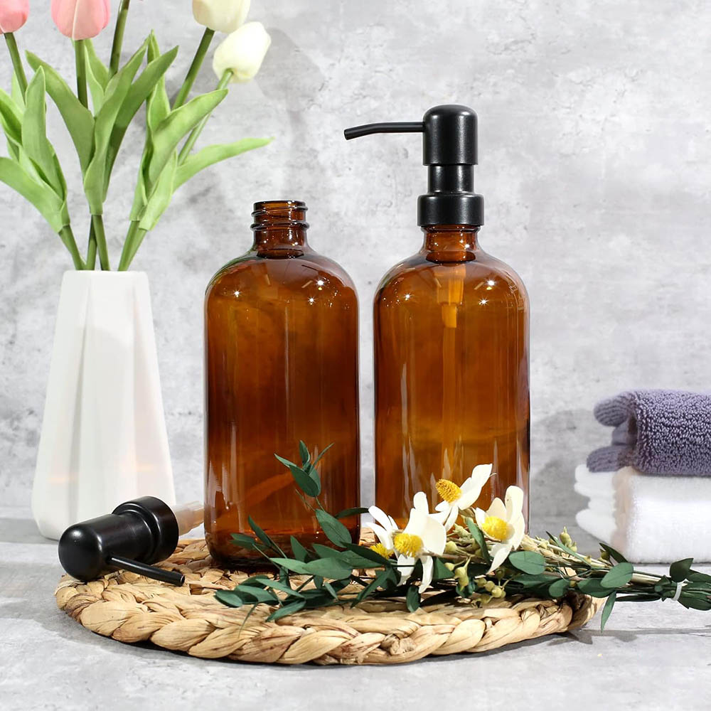 Amberkleurige glazen zeepdispe - Home Bathroom Soap Dispenser recensie en prijs