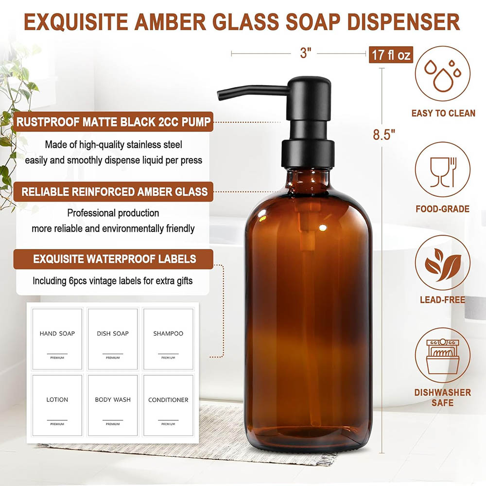 Amberkleurige glazen zeepdispe - Home Bathroom Soap Dispenser recensie en prijs