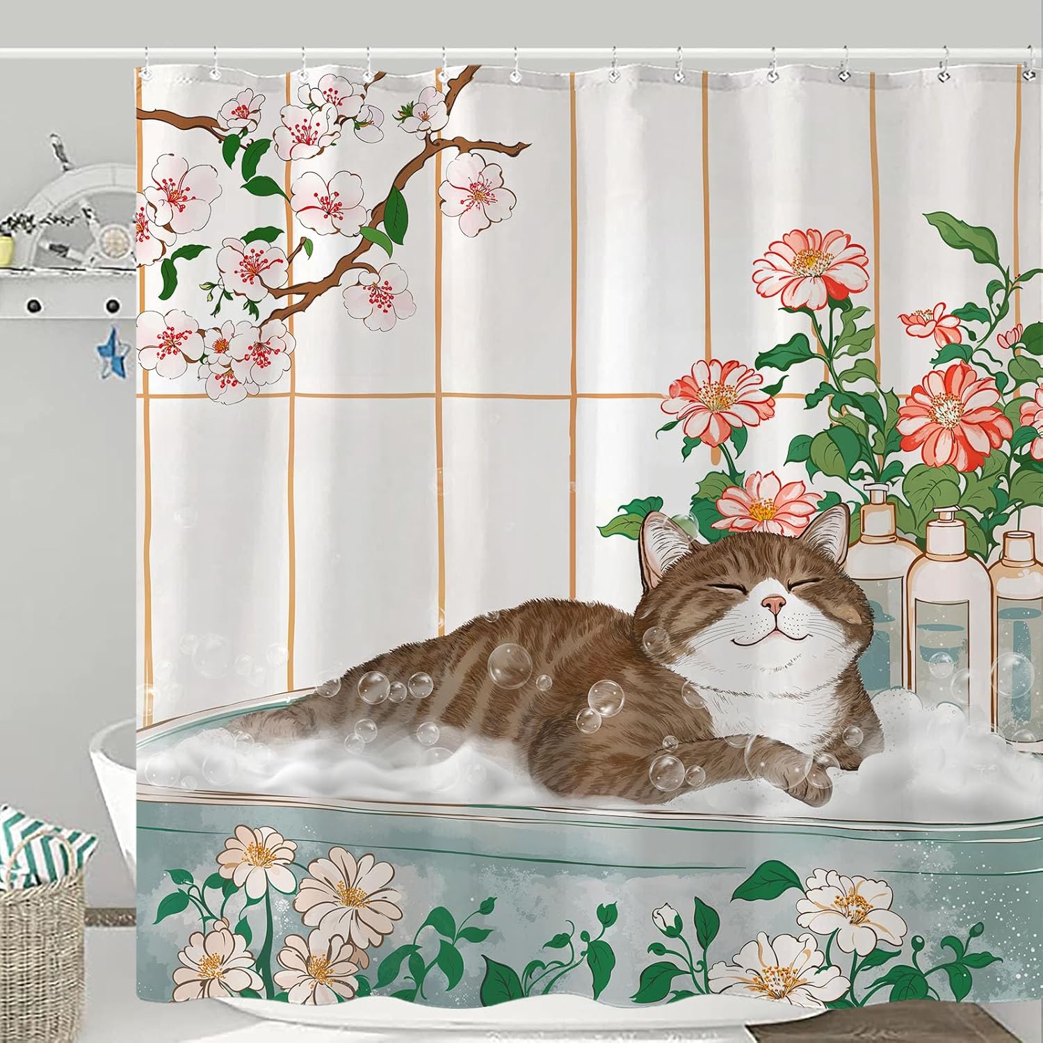 Esthetisch kat bloemen aquarel - Home Bathroom Spa Ideas recensie en prijs