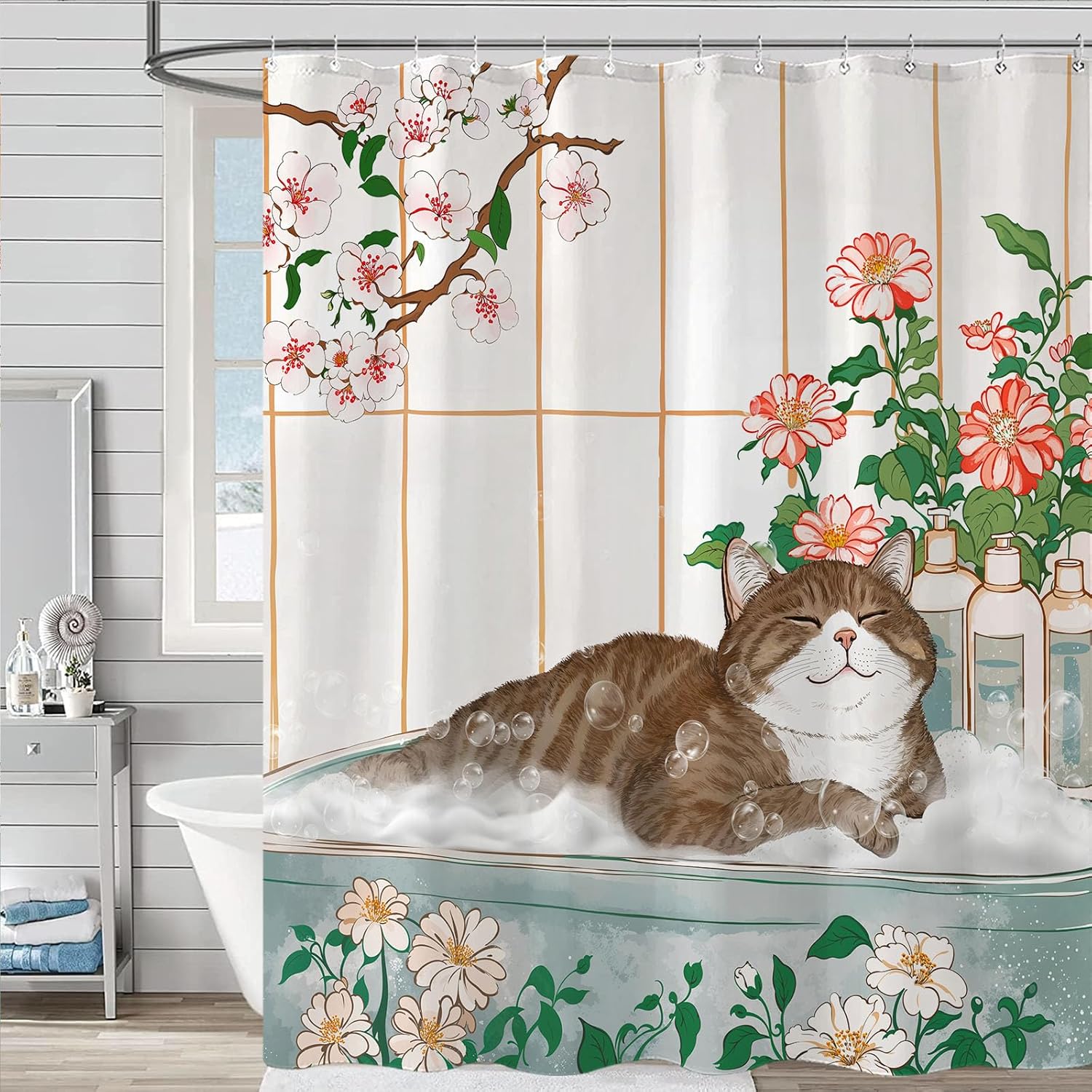 Esthetisch kat bloemen aquarel - Home Bathroom Spa Ideas recensie en prijs
